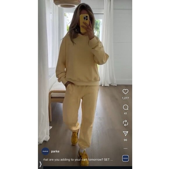 Parke Butter Yellow SET Hoodie + Sweatpants Size XXL Spring Cozies Collection - Picture 2 of 14